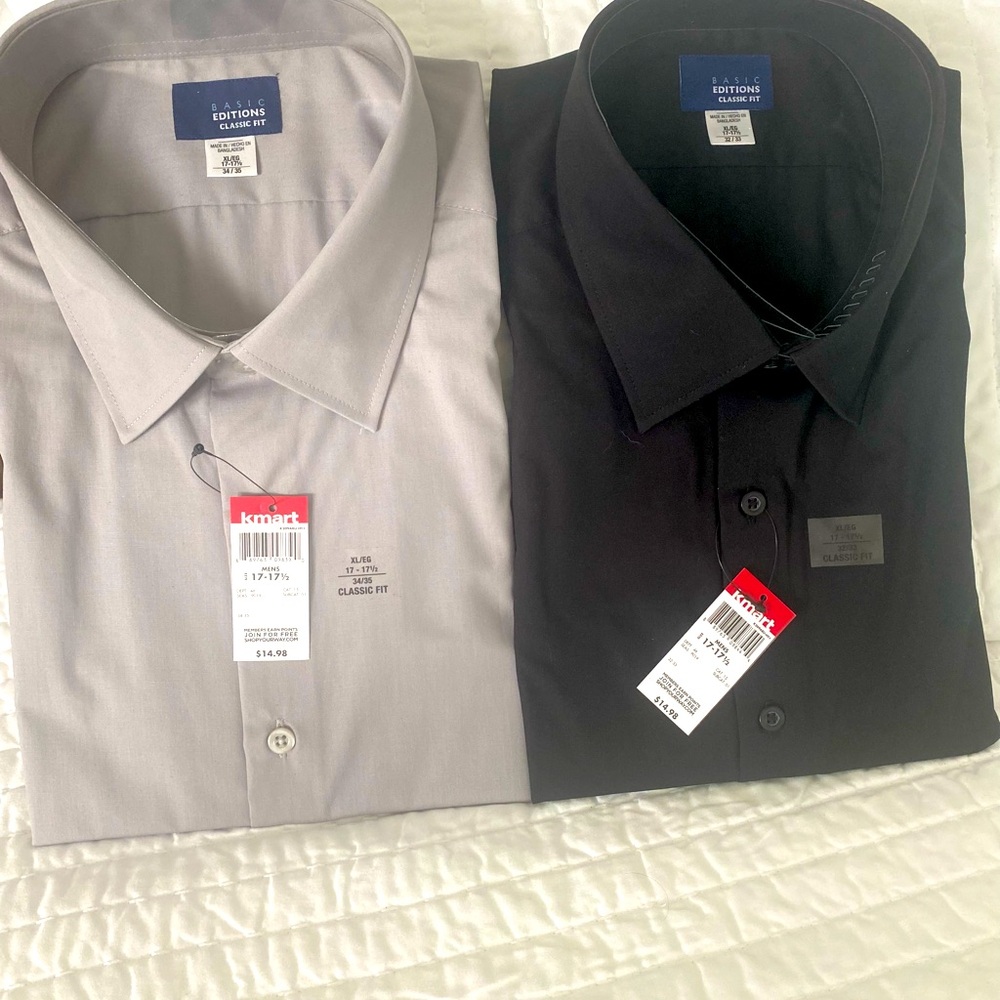 MENS DRESS SHIRTS , NEW in PACKAGE , BLACK, & GRAY ,  GREAT DEAL 💥💥💥